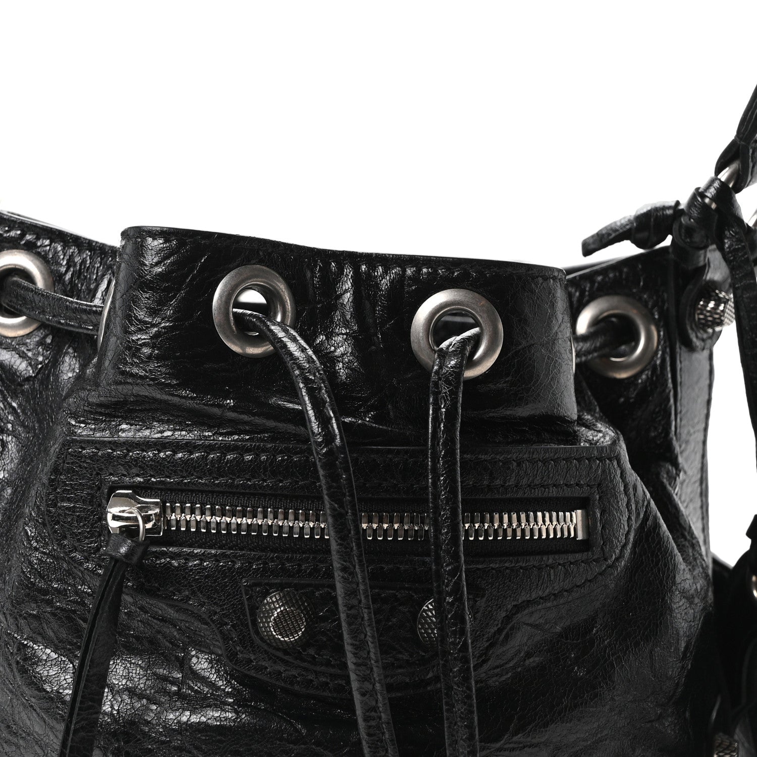 Balenciaga Agneau Arena Le Cagole Bucket Bag XS Black 9 of 11