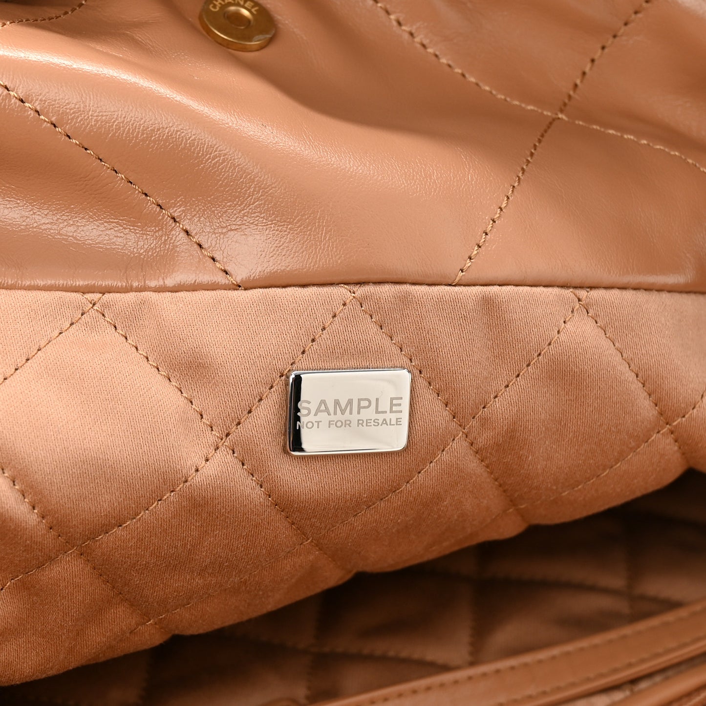 Shiny Calfskin Quilted Small Chanel 22 Beige