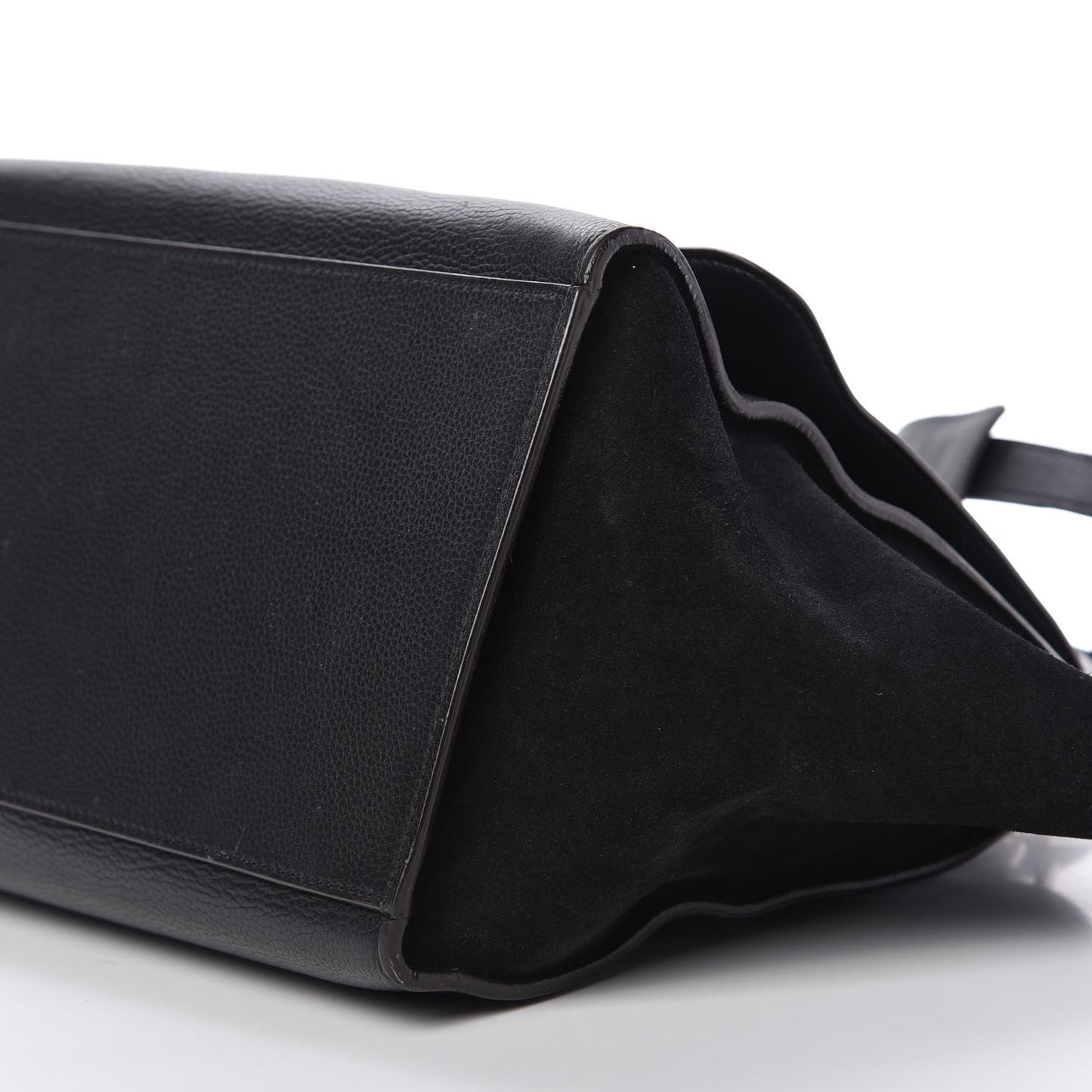 Drummed Calfskin Suede Small Trapeze Black