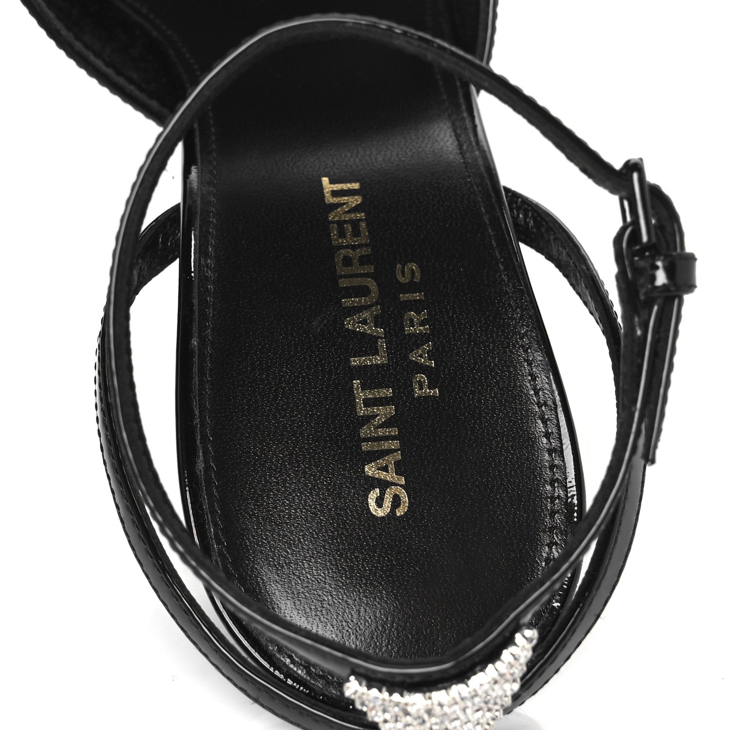 Saint Laurent Patent Calfskin Crystal Anouk Pumps 38 Black 7 of 10
