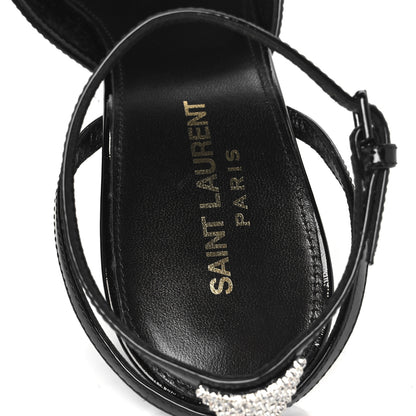 Saint Laurent Patent Calfskin Crystal Anouk Pumps 38 Black 7 of 10