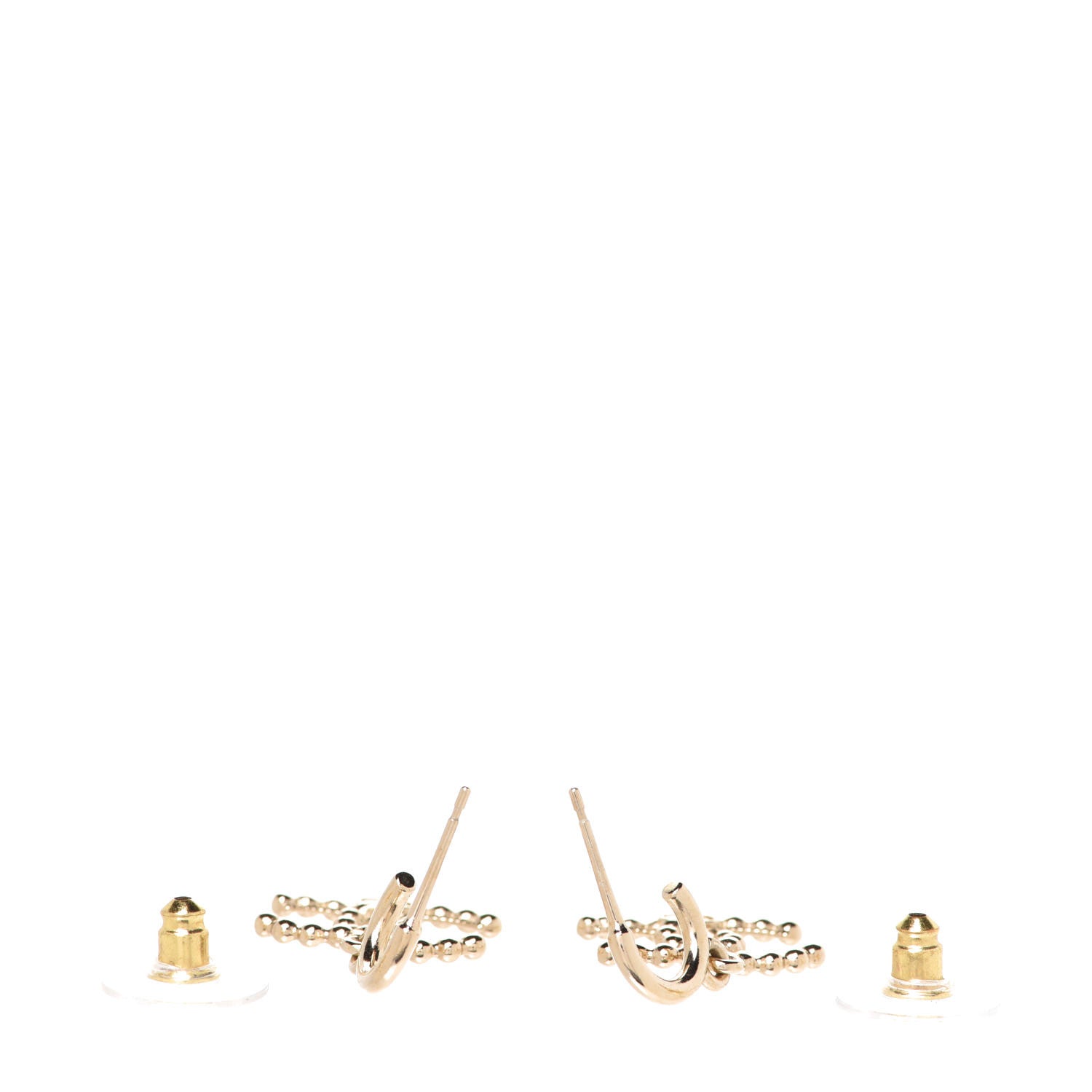 Chanel Metal Bead CC Drop Earrings Gold 3 of 5