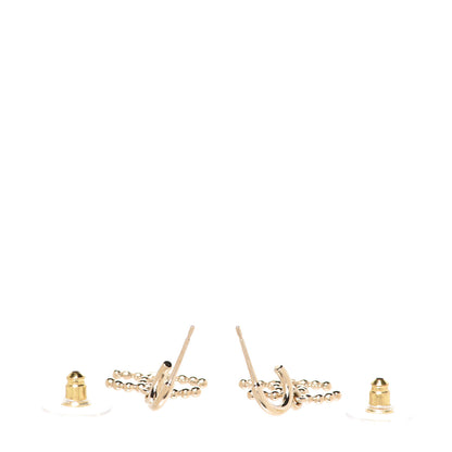 Chanel Metal Bead CC Drop Earrings Gold 3 of 5