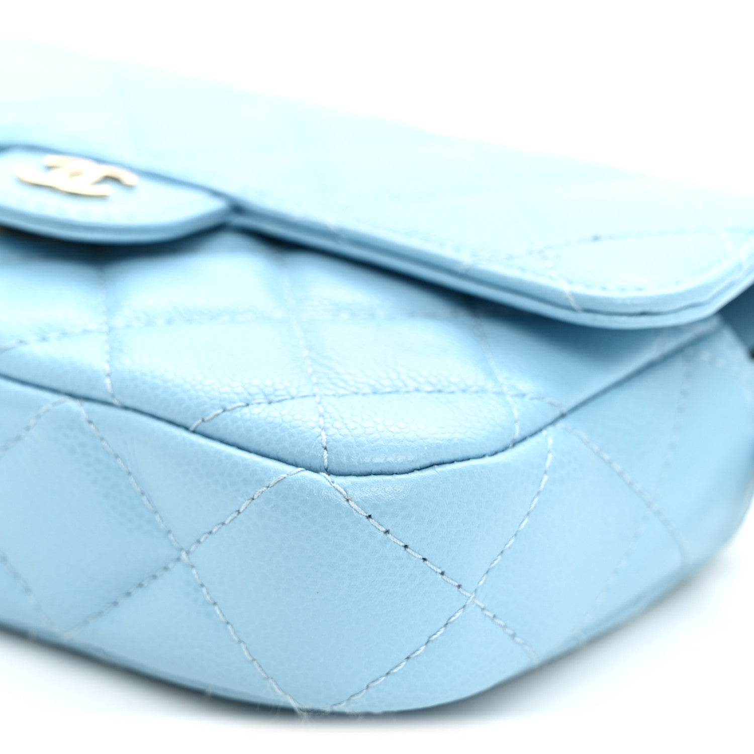 Chanel Caviar Quilted Flap Phone Holder With Chain Light Blue 12 of 14