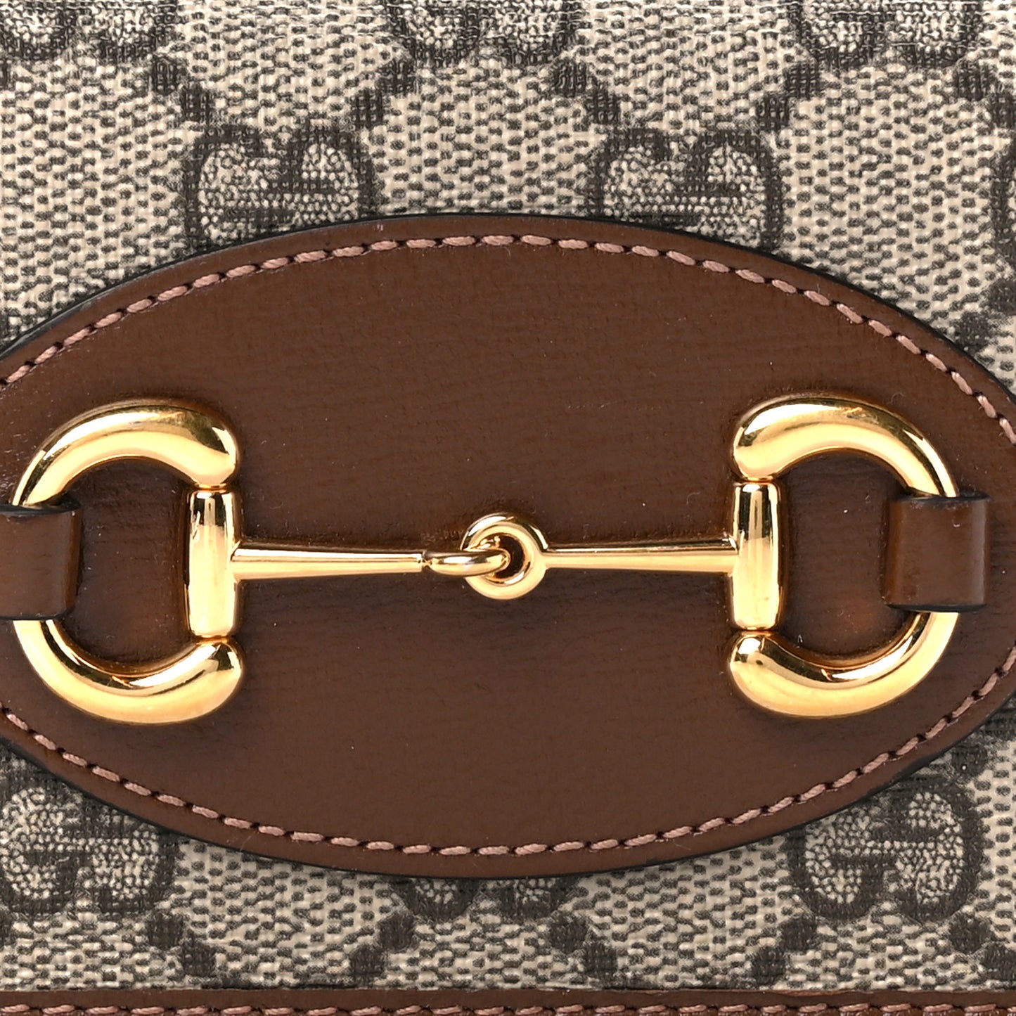 GG Supreme Monogram Horsebit 1955 Card Case Wallet Beige Ebony Brown Sugar