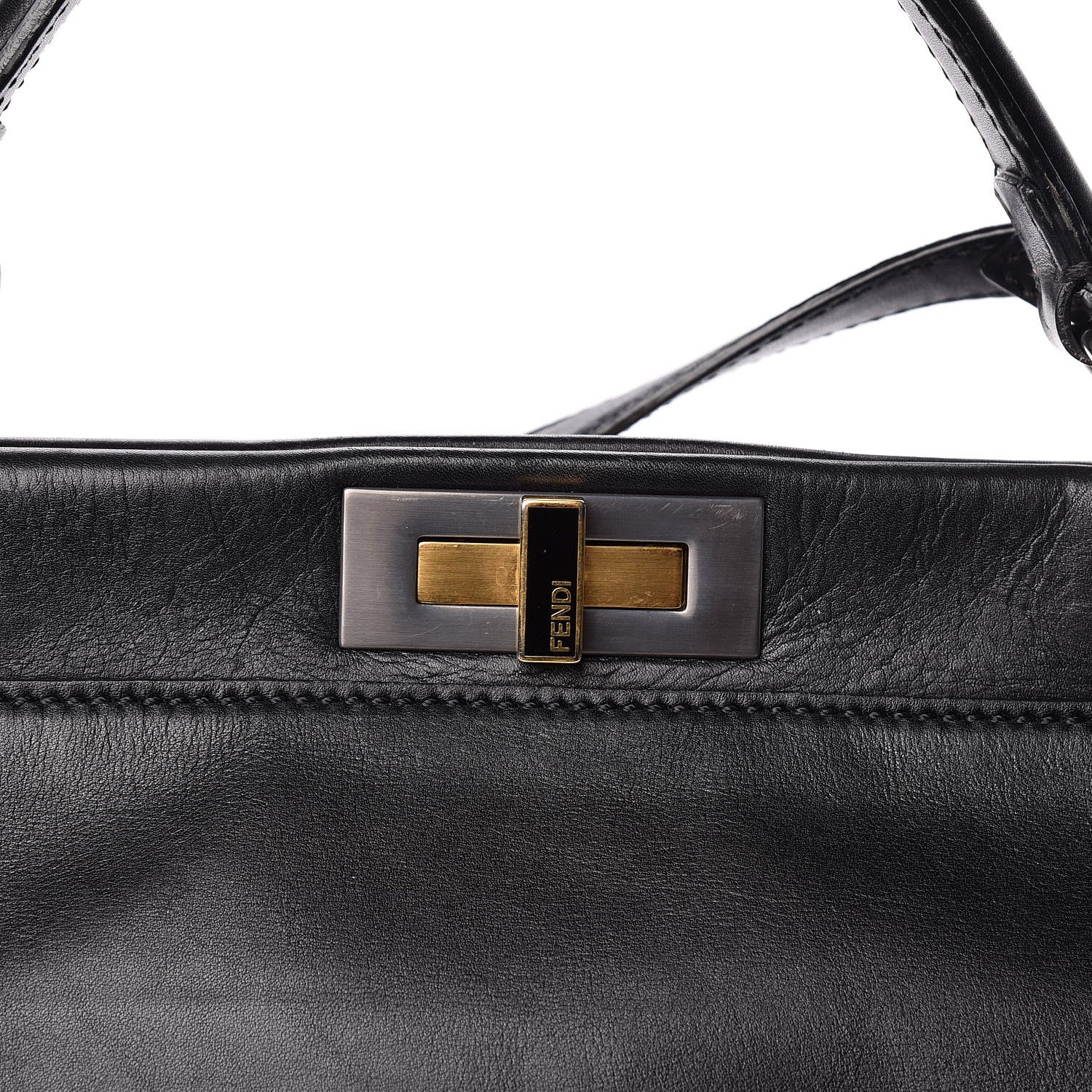 Fendi Calfskin Calf Hair Leopard Print Large Peekaboo Iconic Satchel Black 17 of 17