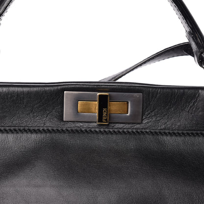 Fendi Calfskin Calf Hair Leopard Print Large Peekaboo Iconic Satchel Black 17 of 17