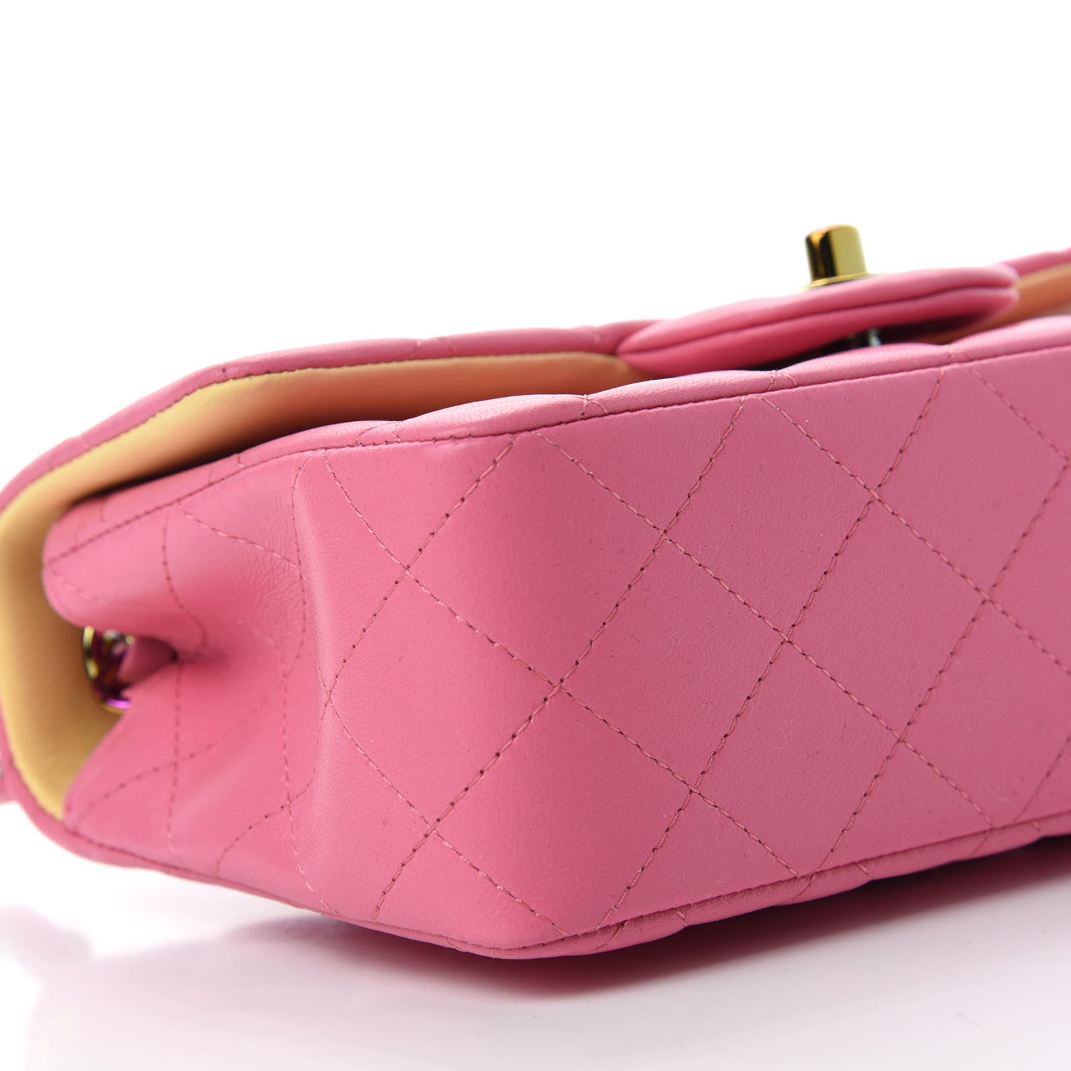 Chanel Lambskin Quilted Mini Rectangular Flap Pink Yellow 6 of 10