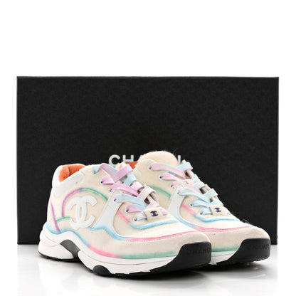 Chanel Wool Suede Calfskin CC Sneakers 38.5 Multicolor 12 of 12