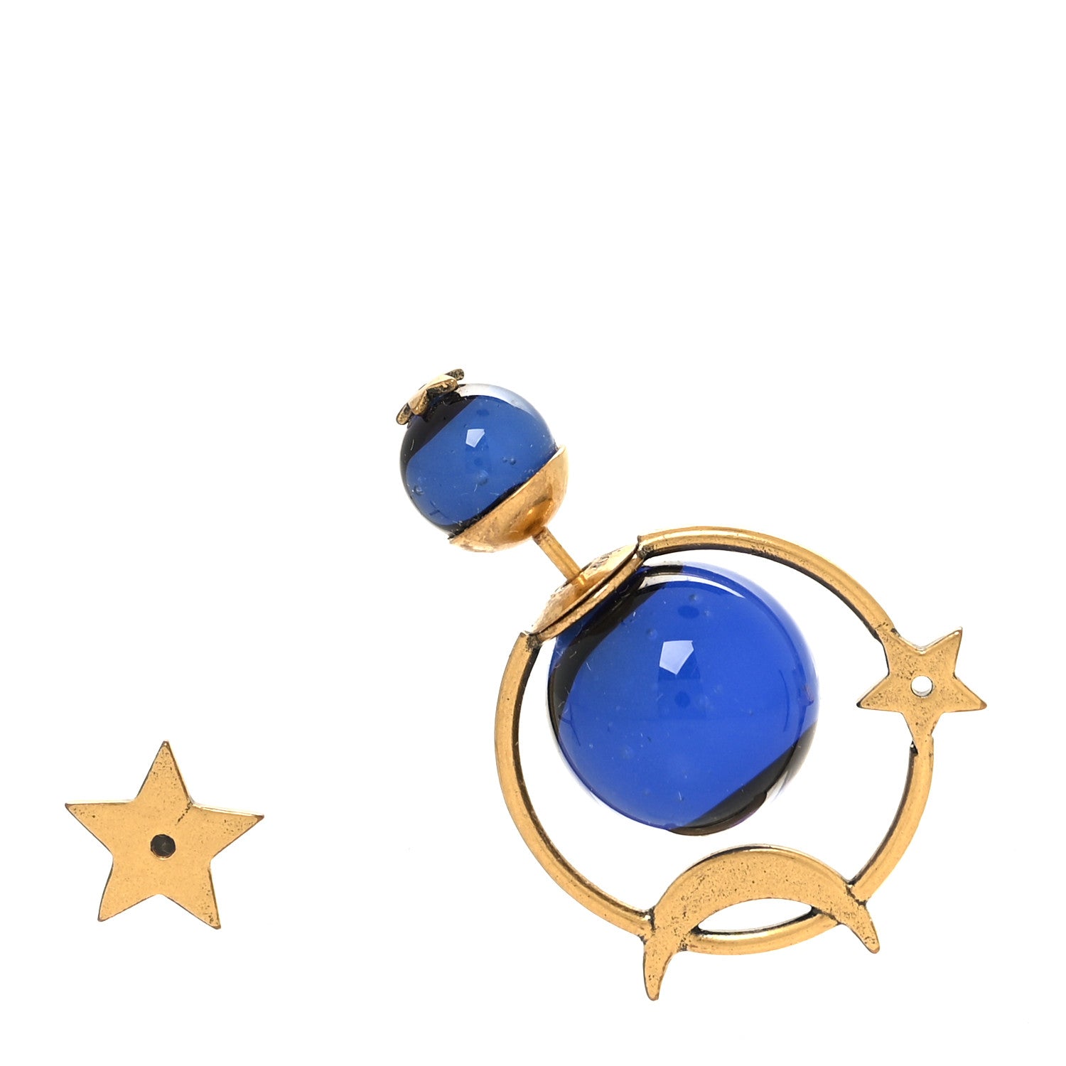 Christian Dior Tribales Astre Lunaire Earrings Gold Blue 1 of 4