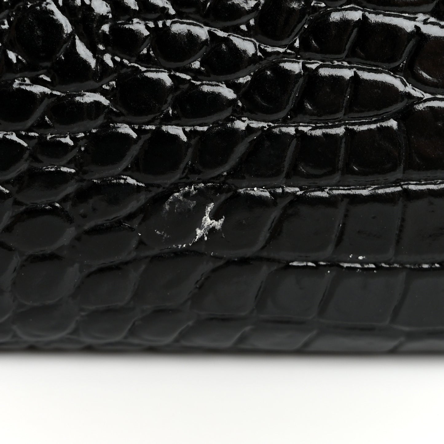 Calfskin Crocodile Embossed Monogram Uptown Chain Wallet Black