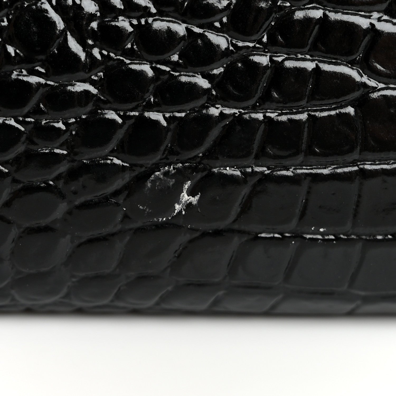 Saint Laurent Calfskin Crocodile Embossed Monogram Uptown Chain Wallet Black 15 of 16