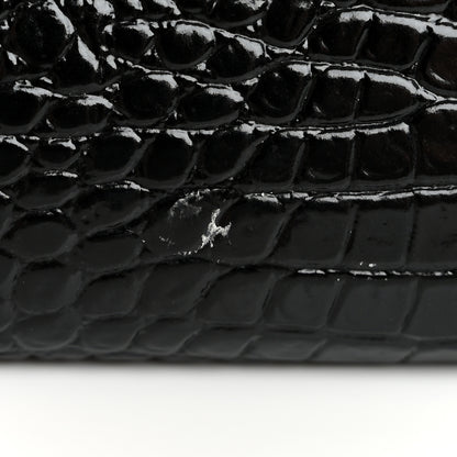 Saint Laurent Calfskin Crocodile Embossed Monogram Uptown Chain Wallet Black 15 of 16