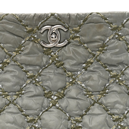 Chanel Nylon Quilted Tweed Stitch Bubble Tote Green 9 of 15
