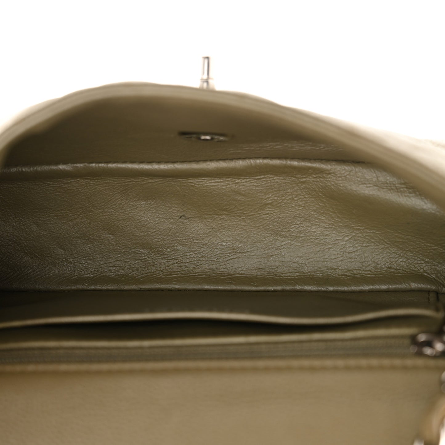 Caviar Quilted Mini Rectangular Flap Khaki