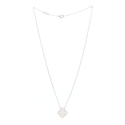 Van Cleef & Arpels 18K White Gold Mother of Pearl Vintage Alhambra Pendant Necklace 2 of 5