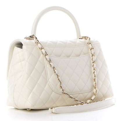 Chanel Caviar Quilted Small Coco Handle Flap White 2 of 9