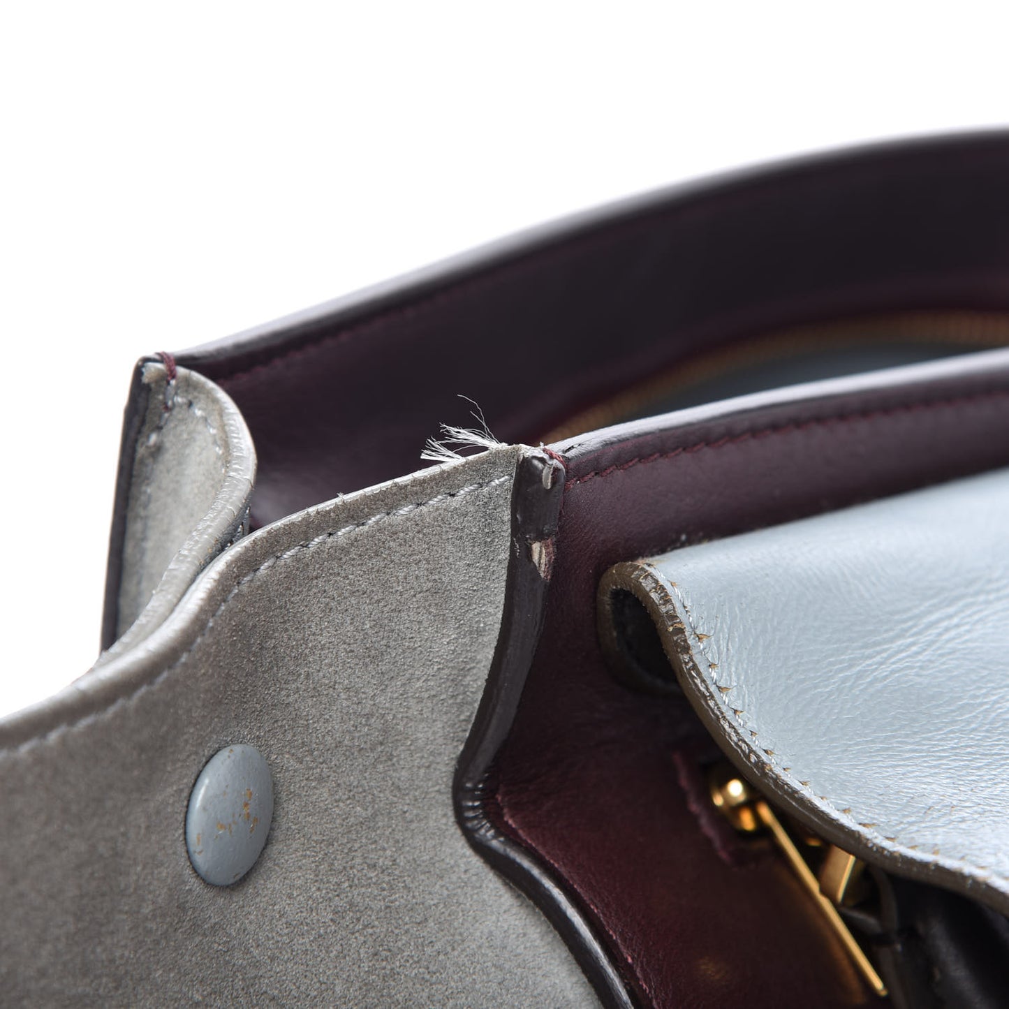 Smooth Calfskin Suede Medium Tri-Color Trapeze Dark Grey