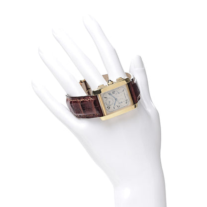 Cartier 18K Yellow Gold Alligator 28mm Tank Francaise Chronoflex Quartz Watch Brown 2 of 8