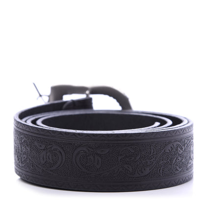 Saint Laurent Calfskin Embossed Monogram Celtique Belt 90 36 Black 2 of 6