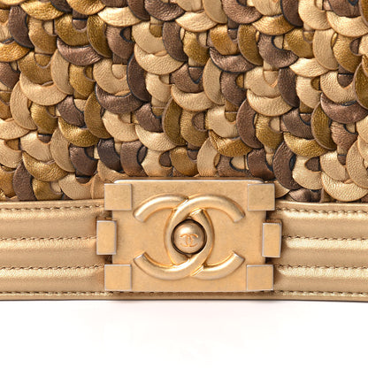 Chanel Metallic Lambskin Medium Scaled Boy Flap Gold 10 of 11