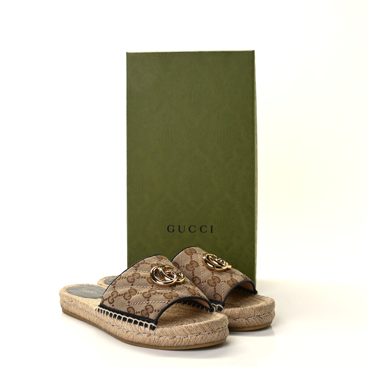 Gucci Monogram Matelasse GG Marmont Espadrille 20mm Slide Sandals 37 Beige Ebony Black 15 of 15