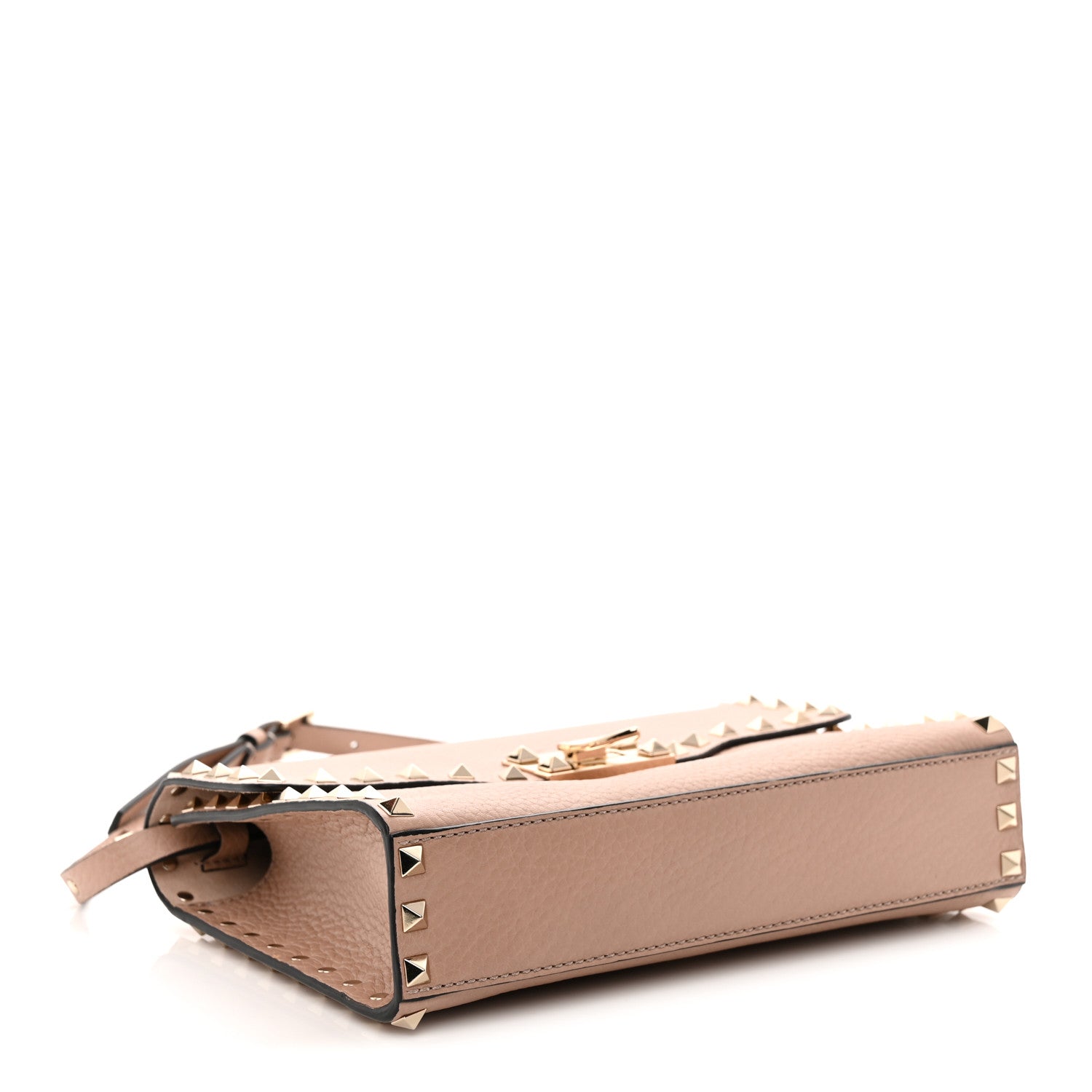 Valentino Garavani Pebbled Calfskin Medium Rockstud Flip Lock Crossbody Bag Poudre 4 of 10