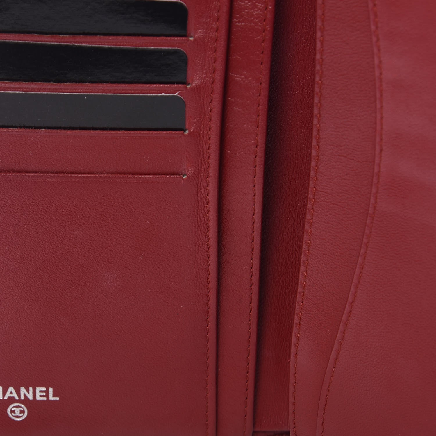 Chanel Lambskin Quilted Yen Wallet Red 9 of 15