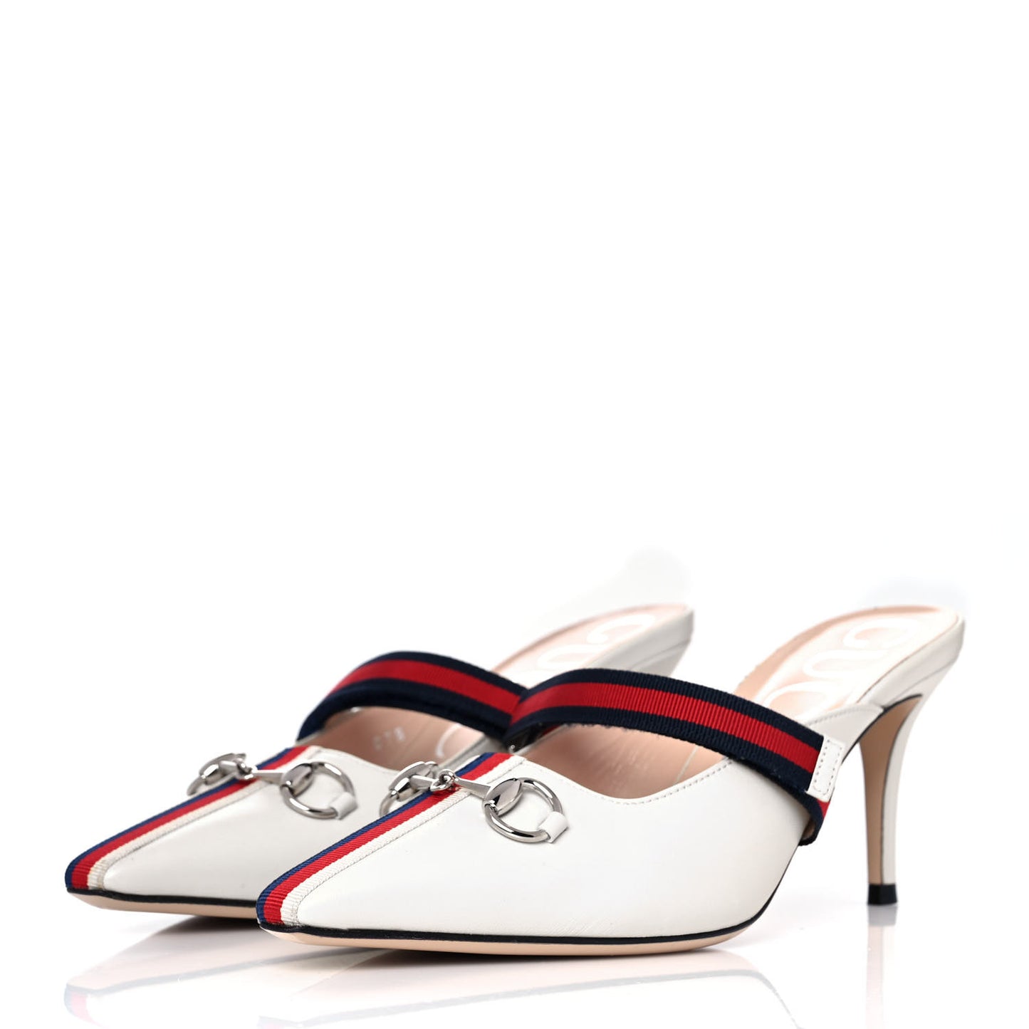Malaga Kid Sylvie Web Cross Strap Mid-Heel Slides 36 Vintage White