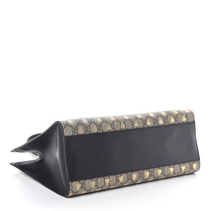 Gucci GG Supreme Monogram Bees Medium Padlock Tote Beige Oro Black 4 of 10