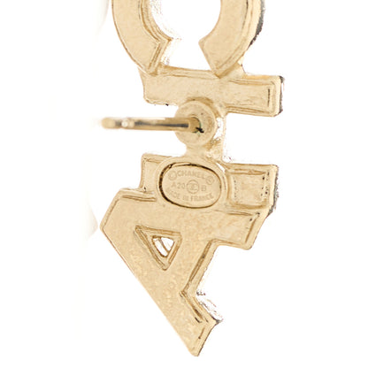 Chanel Crystal Cha-Nel Logo Earrings Gold 4 of 5