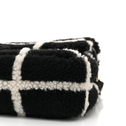 Chanel Shearling Lambskin Large Fluffy Tartan Single Flap Black White 10 of 11