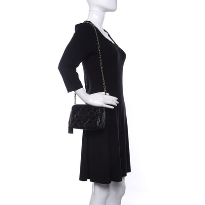 Chanel Patent Tassel Quilted Shoulder Bag Black 2 of 10
