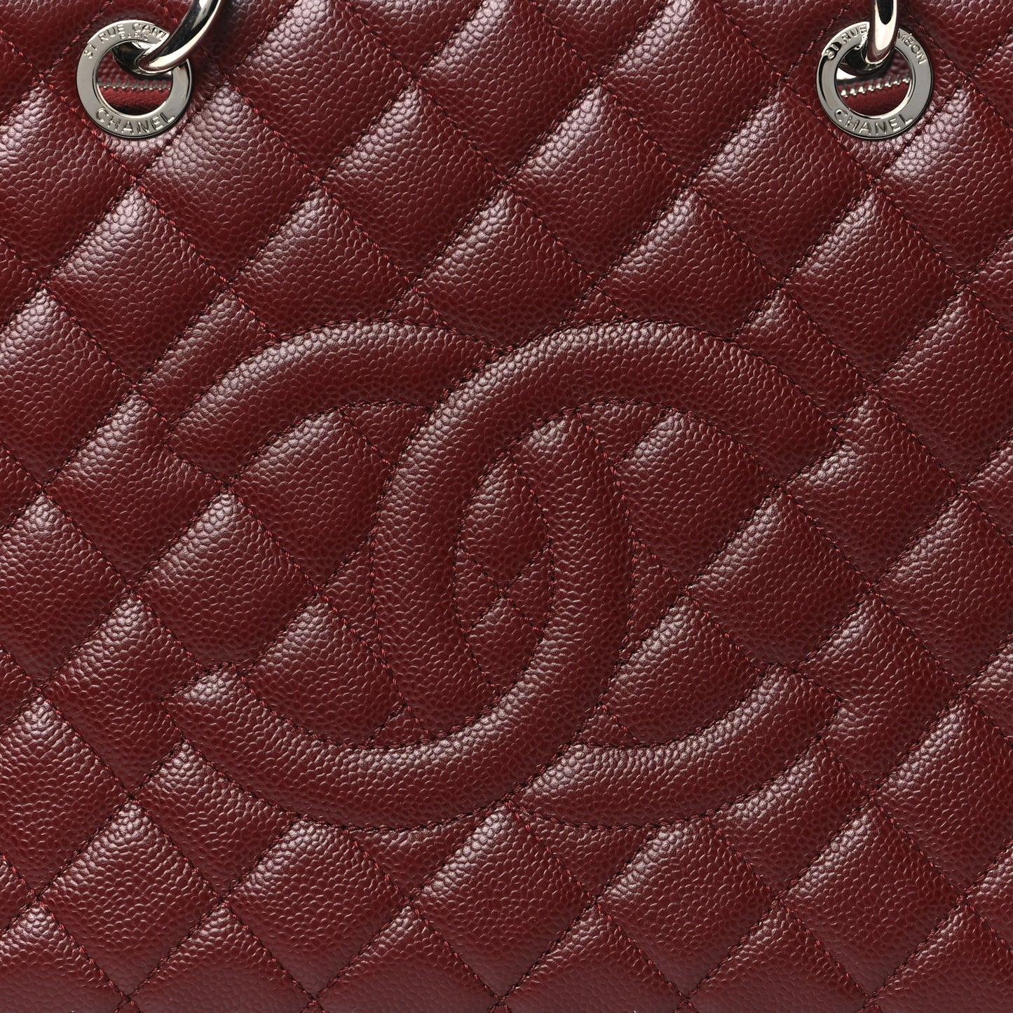 Caviar Quilted Grand Shopping Tote GST Dark Burgundy