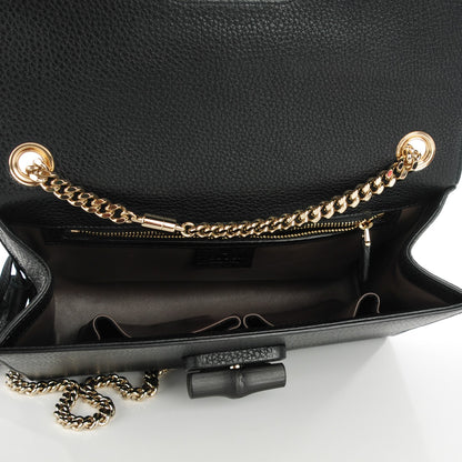 Gucci Pebbled Calfskin Medium Miss Bamboo Shoulder Bag Black 5 of 7