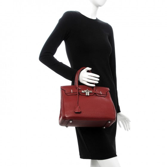 Hermes Taurillon Clemence Birkin 30 Rouge H 2 of 27