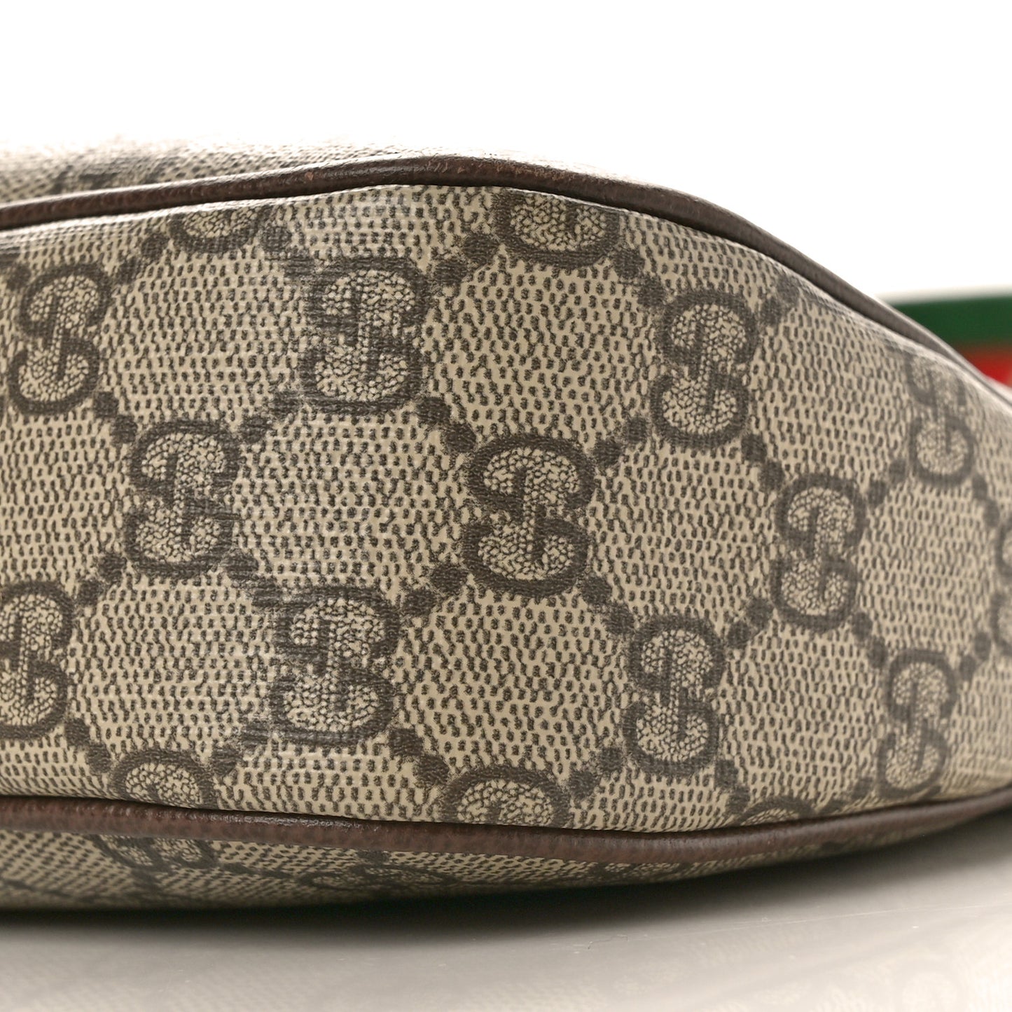 GG Supreme Monogram Textured Dollar Calfskin Web Small Ophidia GG Handbag Beige Ebony New Acero