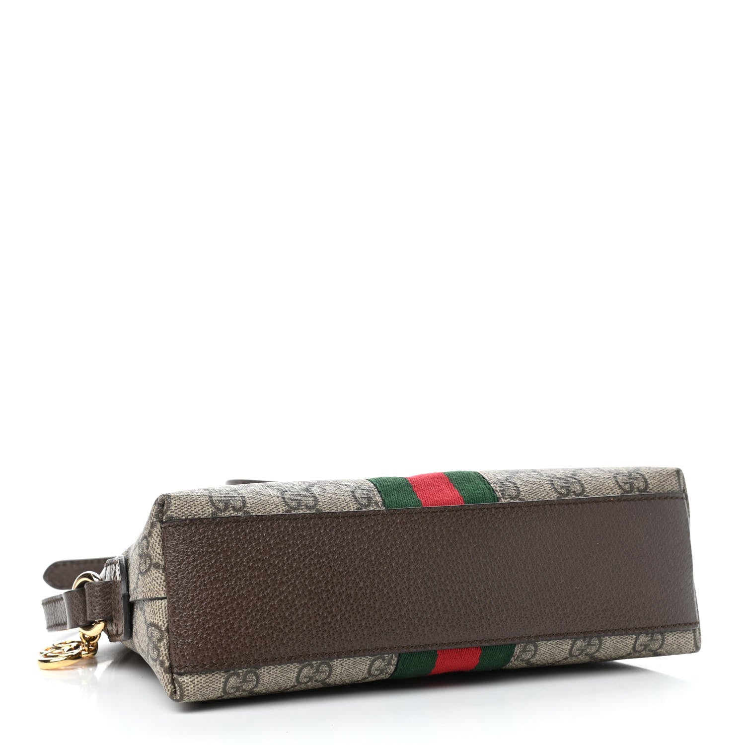 Gucci GG Supreme Monogram Textured Dollar Calfskin Web Small Ophidia Dome Shoulder Bag Beige Ebony New Acero 3 of 4