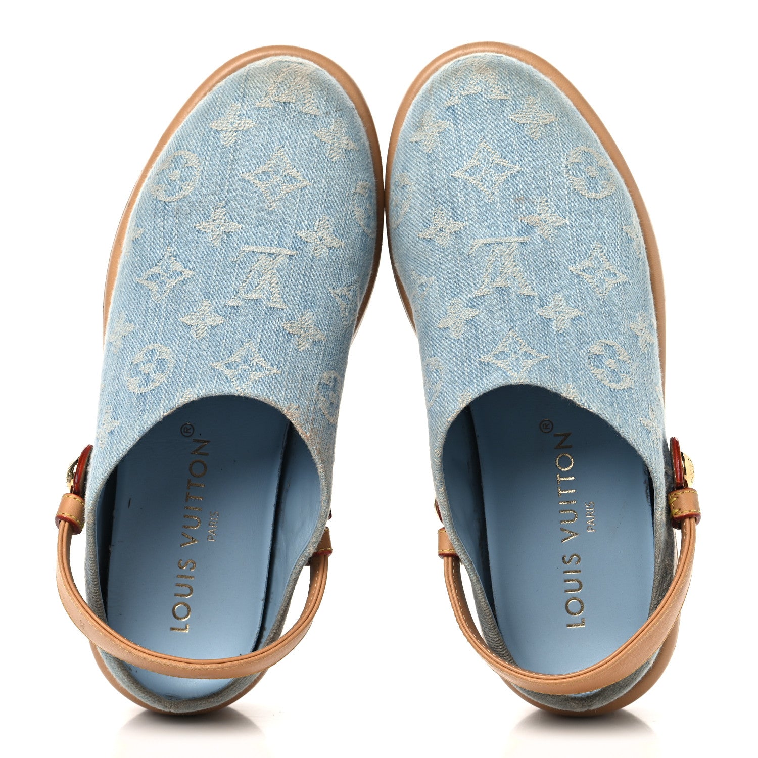 Louis Vuitton Monogram Washed Denim Aspen Platform Clog Mules 36