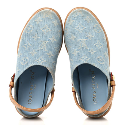 Louis Vuitton Monogram Washed Denim Aspen Platform Clog Mules 36 Blue 2 of 13