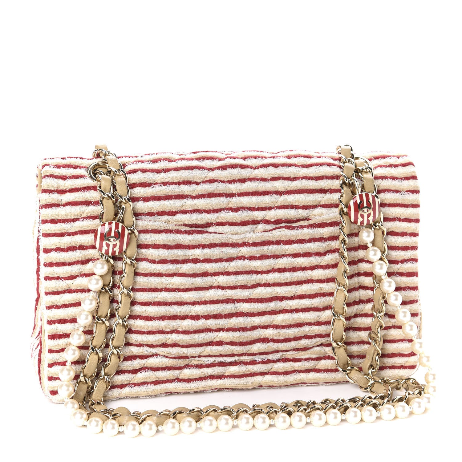 Chanel Jersey Quilted Medium Coco Sailor Flap Red White 3 of 10
