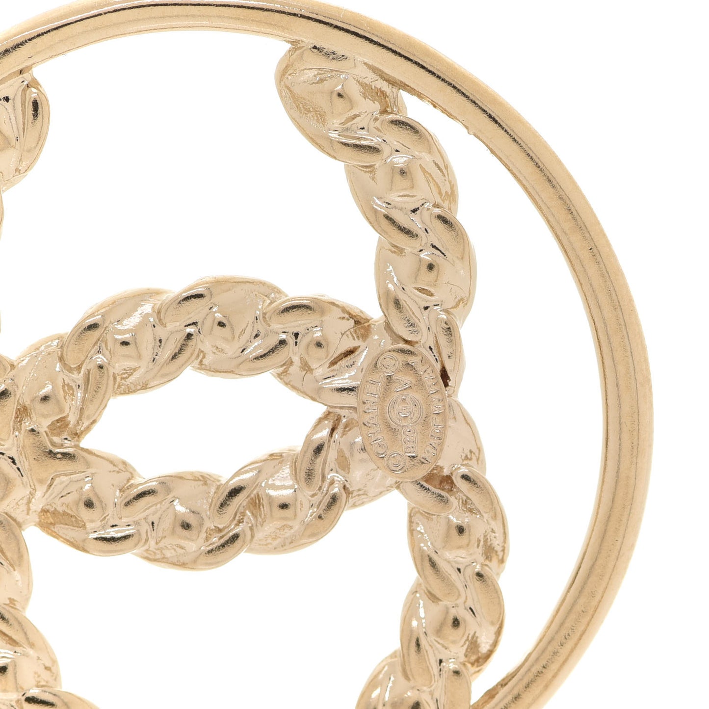 Crystal Chain Chanel Strass CC Drop Earrings Gold