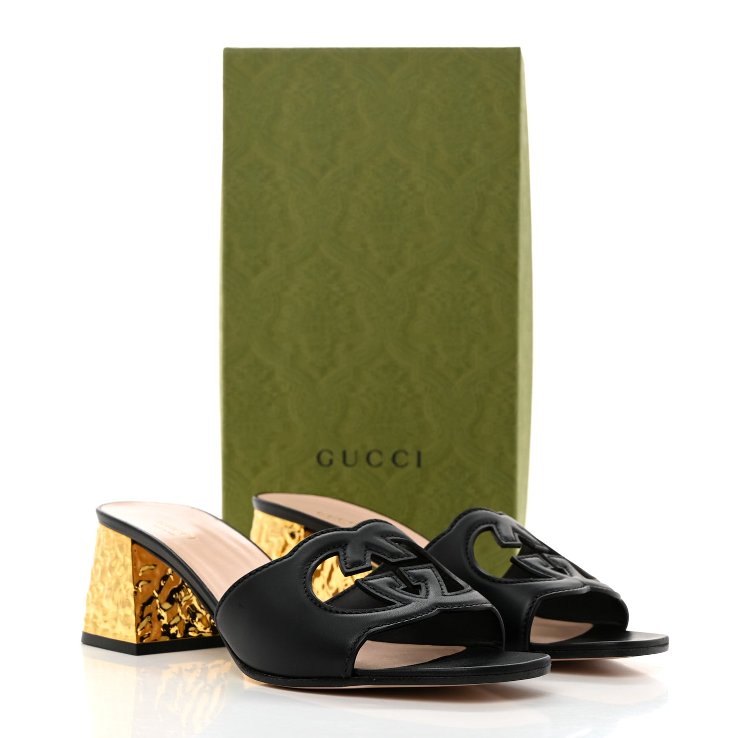 Cosmos Softy Calfskin Interlocking G Cut Out 55mm Slide Sandals 41 Black