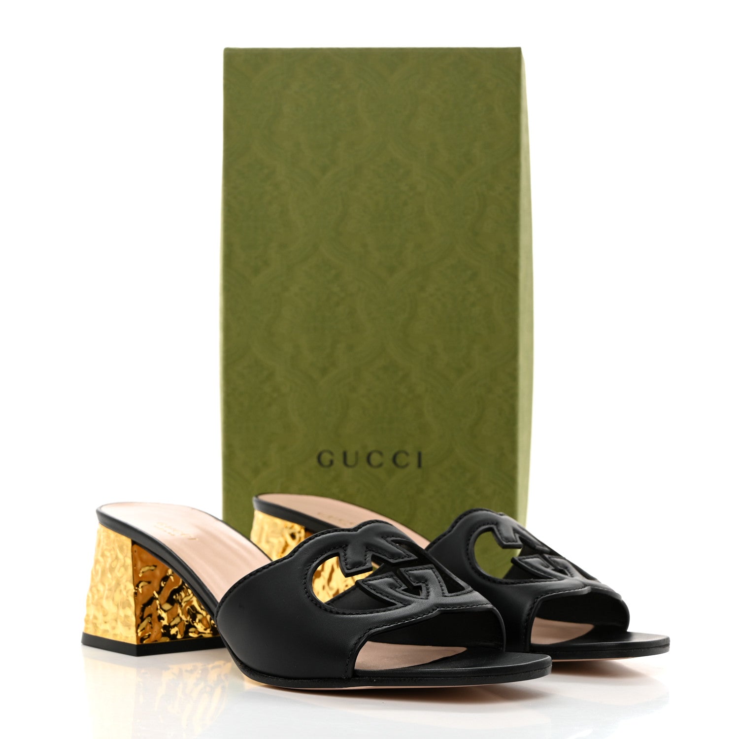 Gucci Cosmos Softy Calfskin Interlocking G Cut Out 55mm Slide Sandals 41 Black 9 of 9