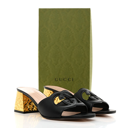 Gucci Cosmos Softy Calfskin Interlocking G Cut Out 55mm Slide Sandals 41 Black 9 of 9