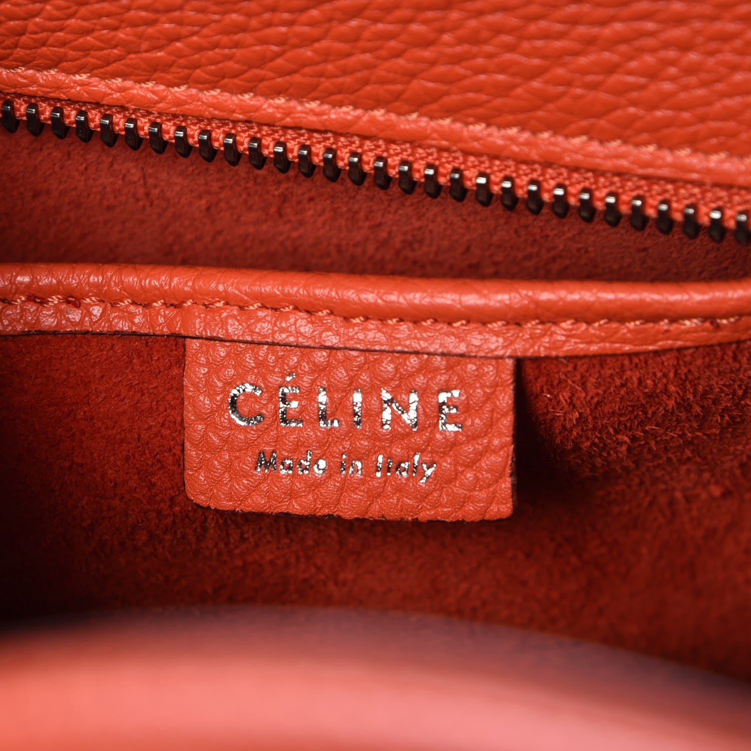 Celine Drummed Calfskin Nano Luggage Vermillion 6 of 6