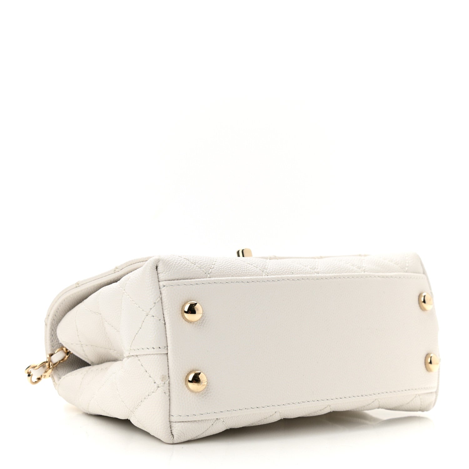 Chanel Caviar Quilted Extra Mini Coco Handle Flap White 4 of 11