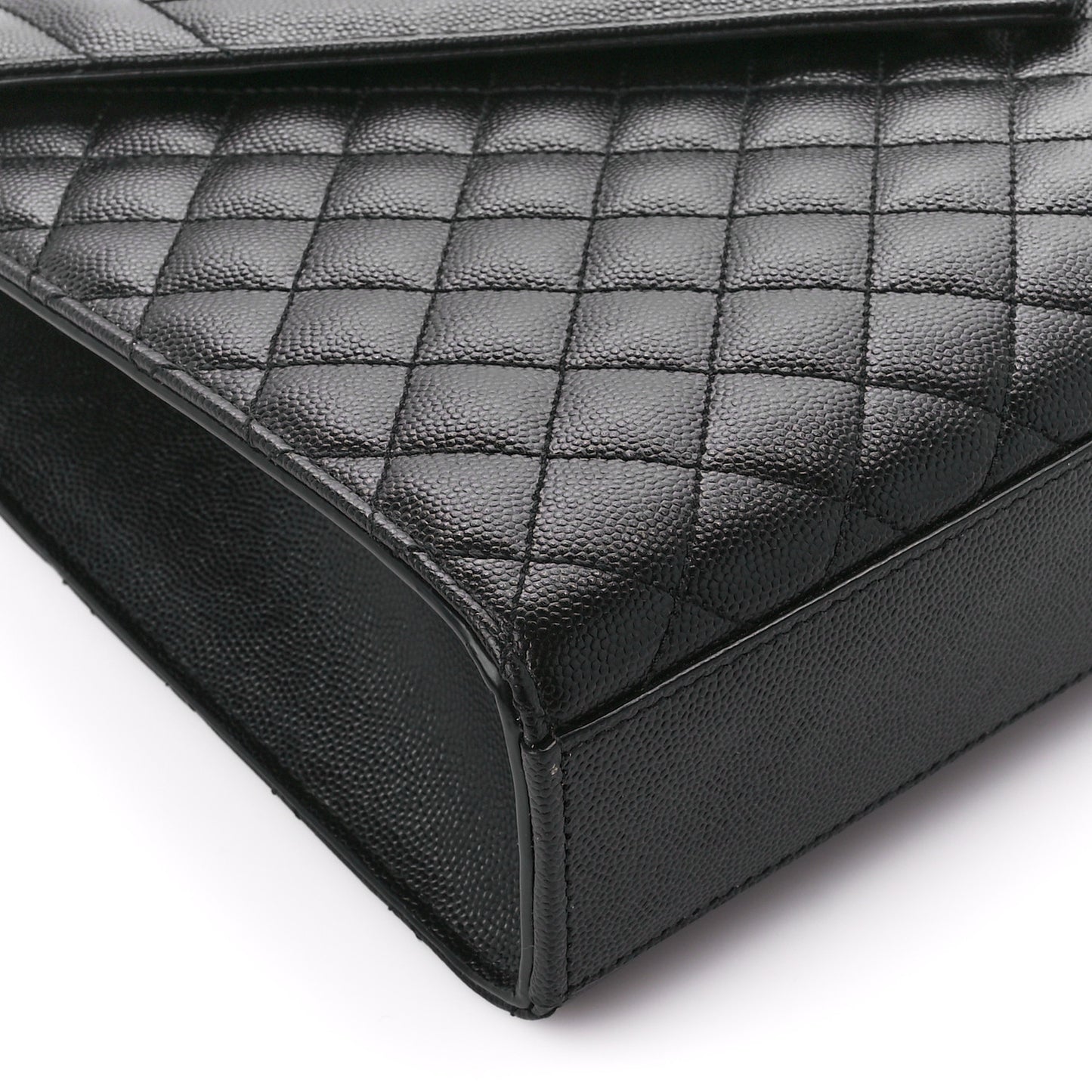 Grain De Poudre Textured Mixed Matelasse Large Triquilt Monogram Monochrome Satchel Black