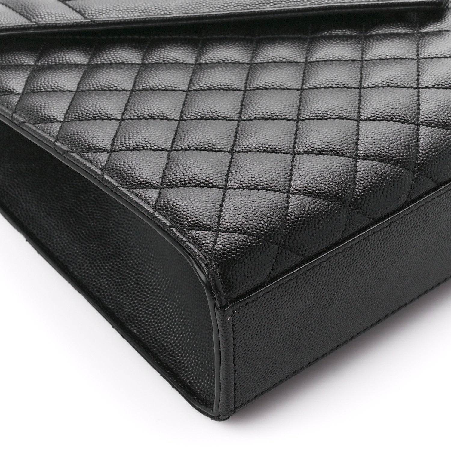 Saint Laurent Grain De Poudre Textured Mixed Matelasse Large Triquilt Monogram Monochrome Satchel Black 10 of 12