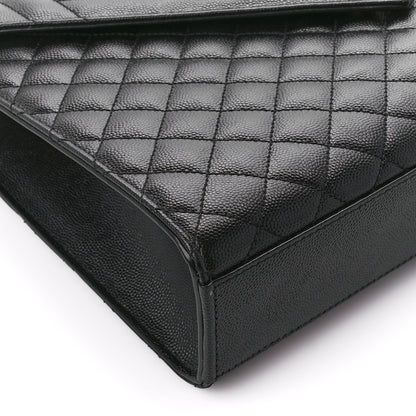 Saint Laurent Grain De Poudre Textured Mixed Matelasse Large Triquilt Monogram Monochrome Satchel Black 10 of 12